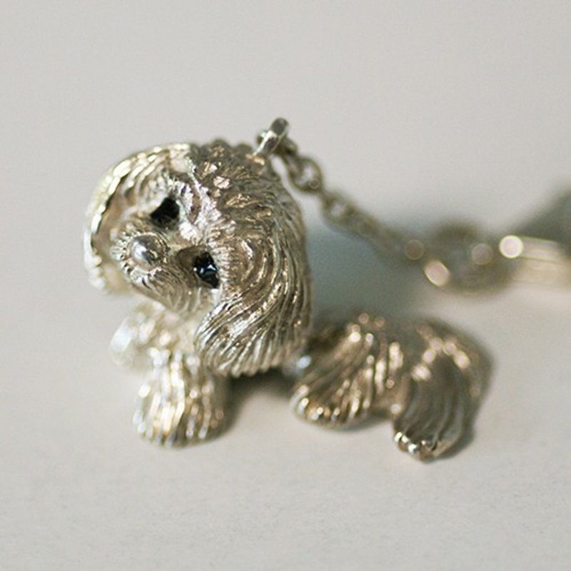Toy Poodle Charm Pendant Looking Up [Free Shipping] A versatile charm of a toy poodle that sits down and looks up while bending its neck. - 项链 - 其他金属 