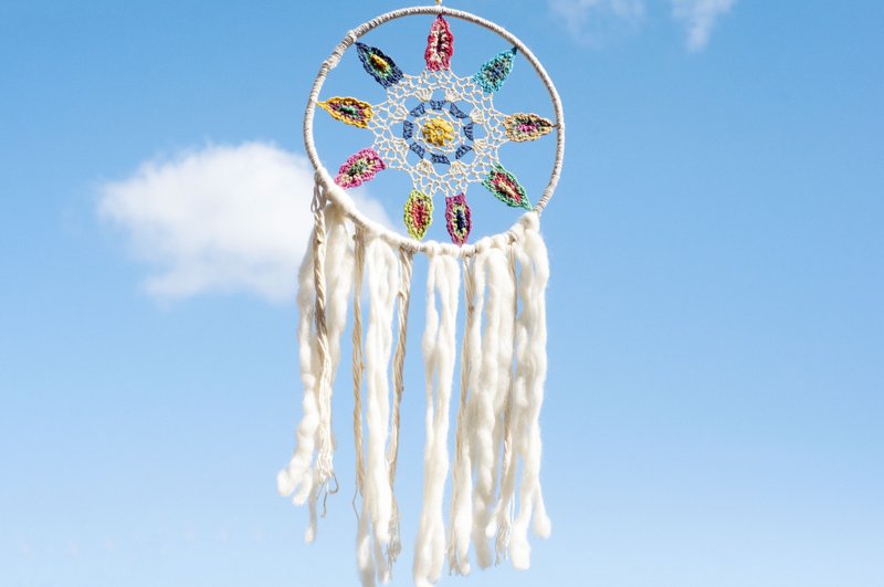 手工编织棉麻彩虹捕梦网吊饰dream Cather/手工蕾丝捕梦网-羊毛毡 - 摆饰 - 羊毛 多色