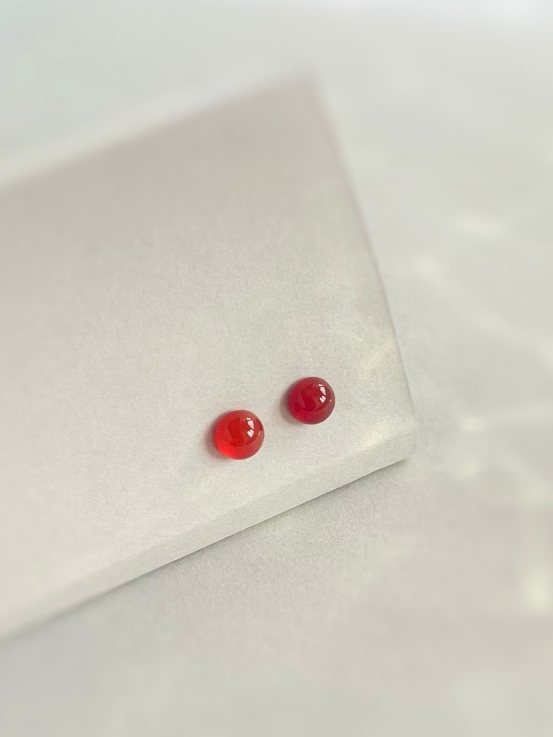 天然石/玛瑙单颗耳饰/能量石/单颗耳饰/18K/单颗/简约/抗过敏/玛瑙/无耳洞耳夹 - 耳环/耳夹 - 半宝石 红色