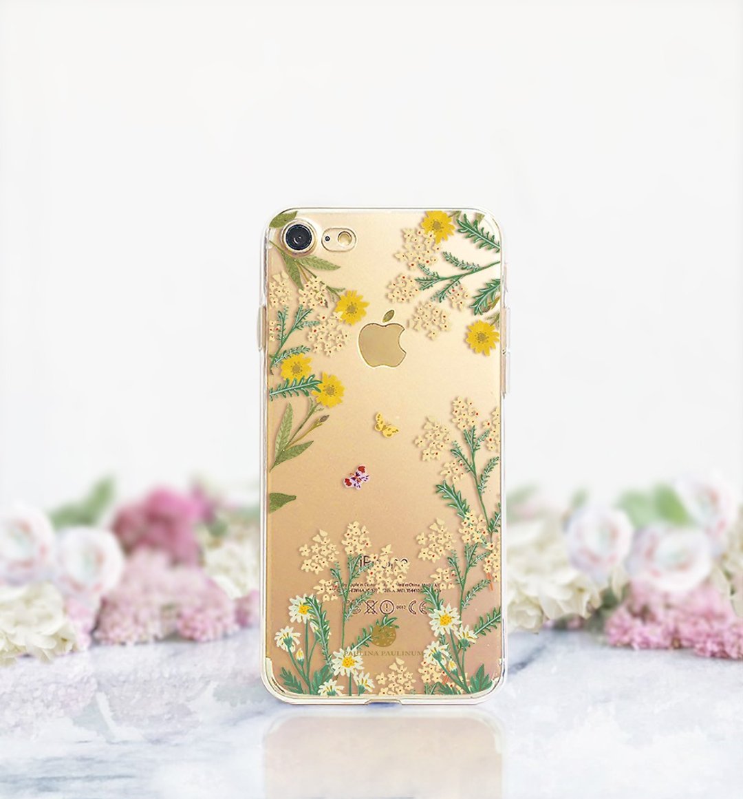 蝴蝶花园 免费刻字 手机壳iPhone XR Samsung s8圣诞交换礼物 - 手机壳/手机套 - 塑料 黄色