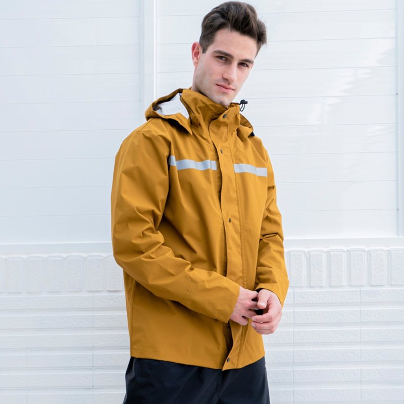 轻便简易可拆连帽成套式雨衣裤-土黄 - 雨伞/雨衣 - 尼龙 橘色