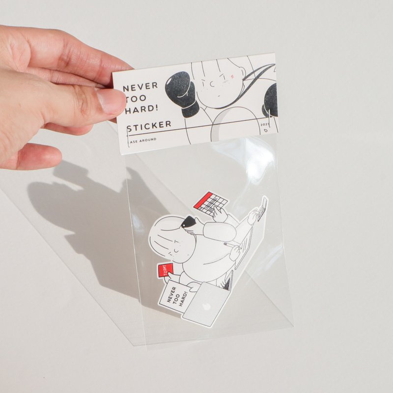 STICKER - NEVER TOO HARD! - 贴纸 - 纸 白色
