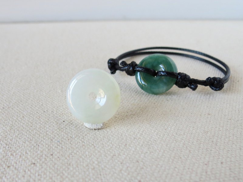 本命年【平安·如意】平安扣翡翠韩国蜡线手链*CHF19*招财、避邪 - 手链/手环 - 宝石 多色