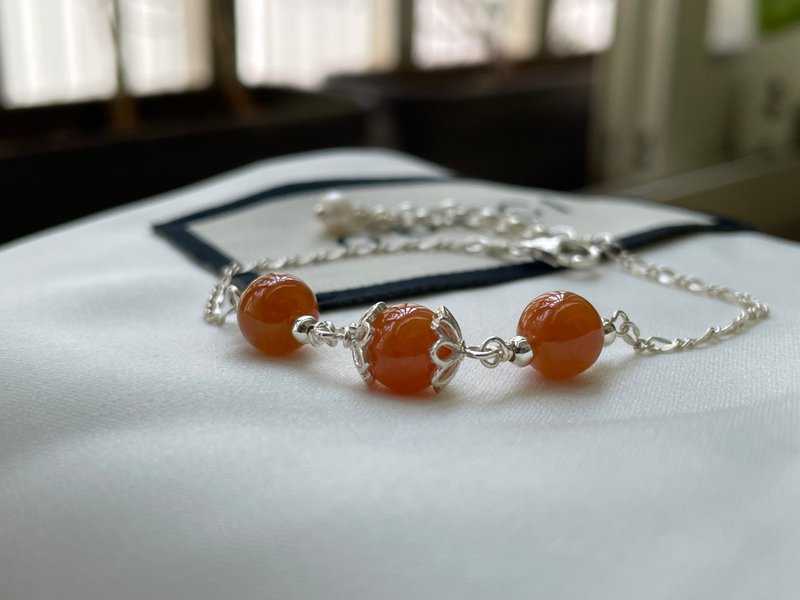 喜庆//天然翡翠A货 红翡 925银 手链 - 手链/手环 - 玉石 