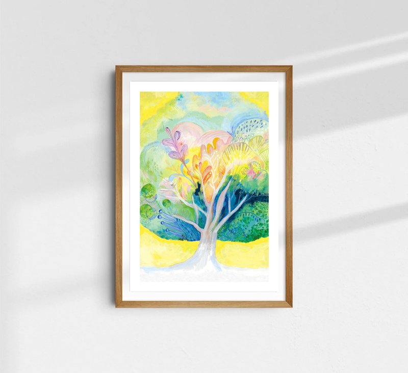 艹方作品 黄色大树 复制画 画作 绘本 小孩房布置民宿摆设装饰 - 海报/装饰画/版画 - 纸 多色