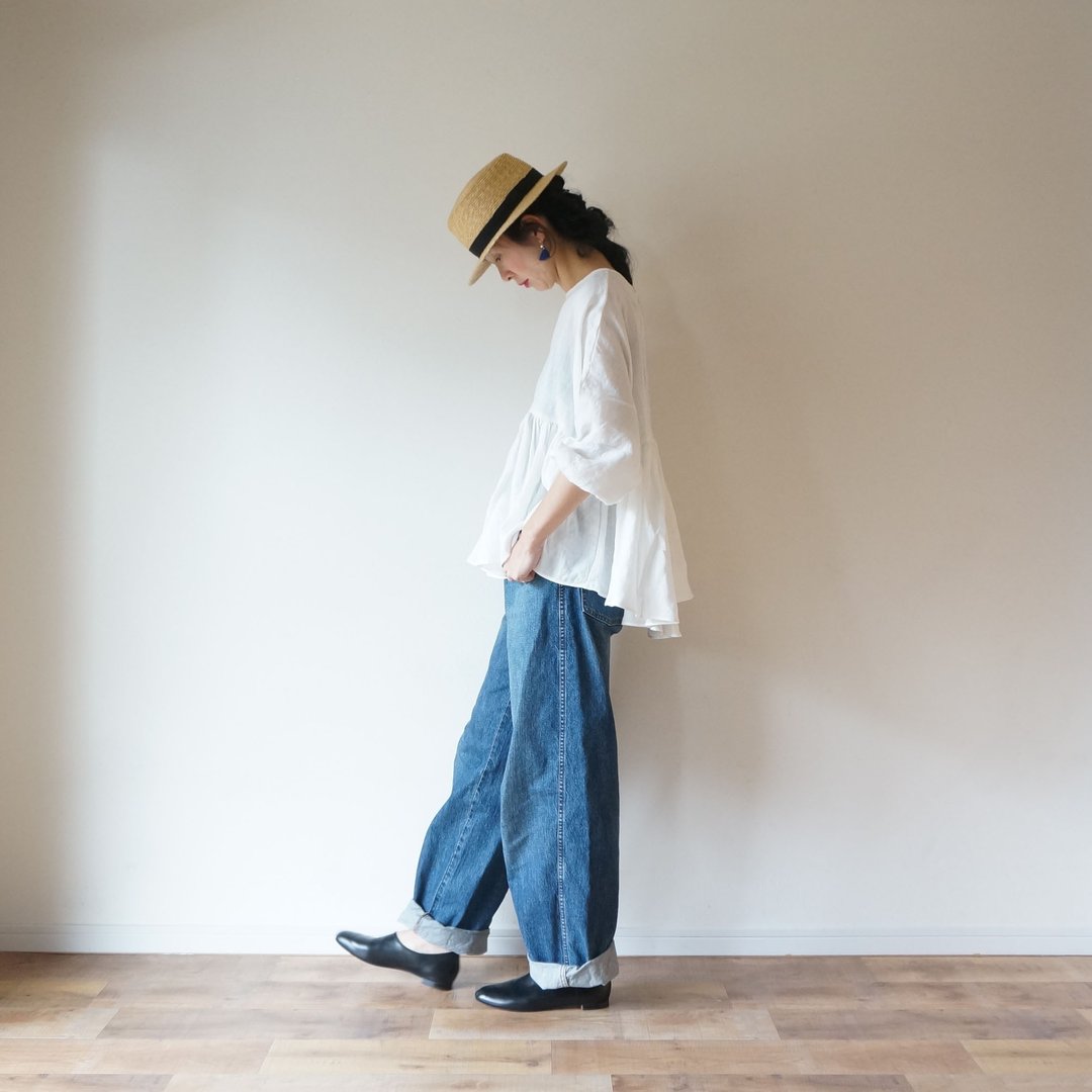 法式亚麻抓褶上衣 OFF/W - 女装衬衫 - 棉 白色