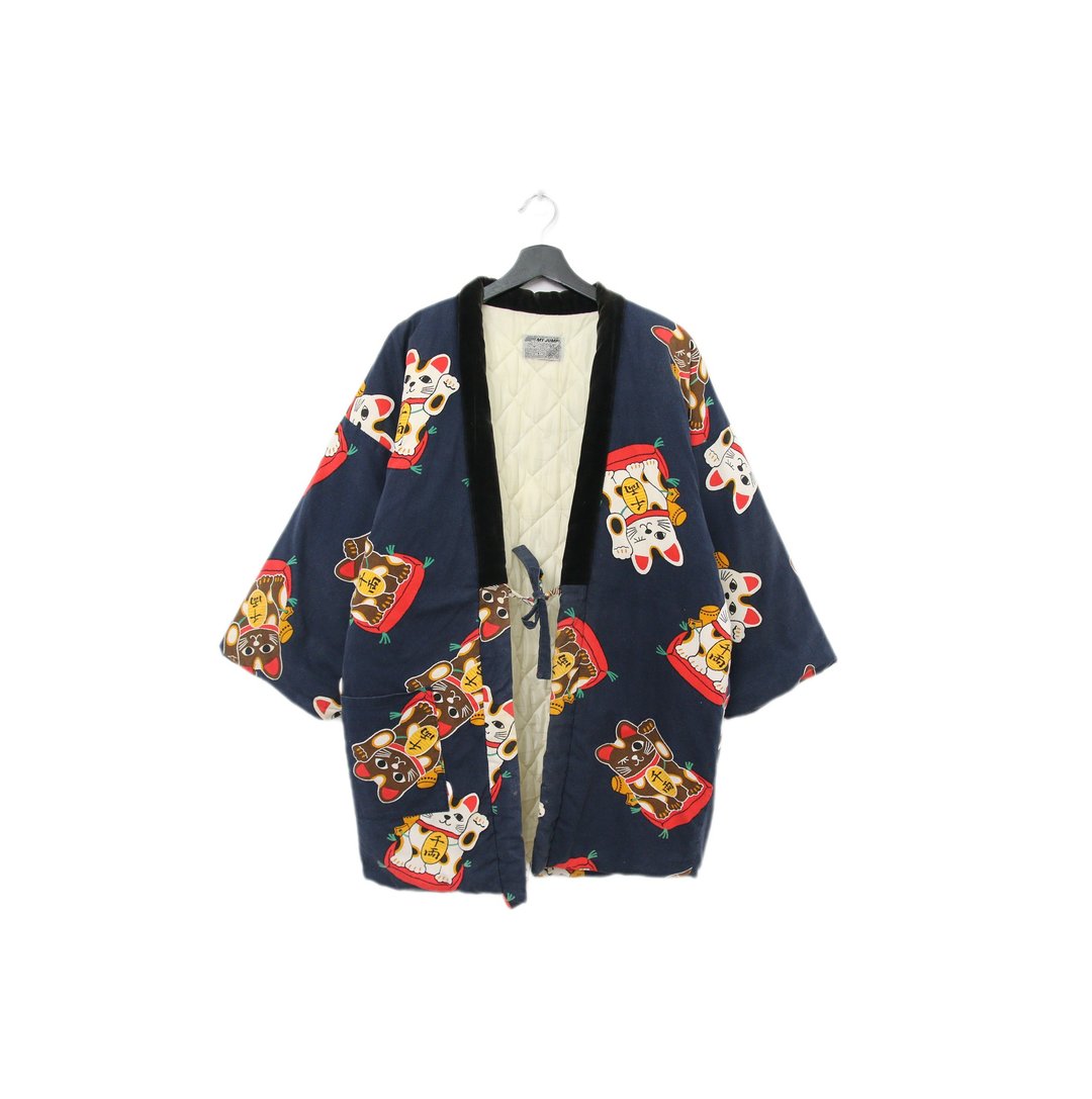 Back to Green-日本带回袢天pt-10 深蓝底招财猫 /vintage - 居家服/睡衣 - 棉．麻 