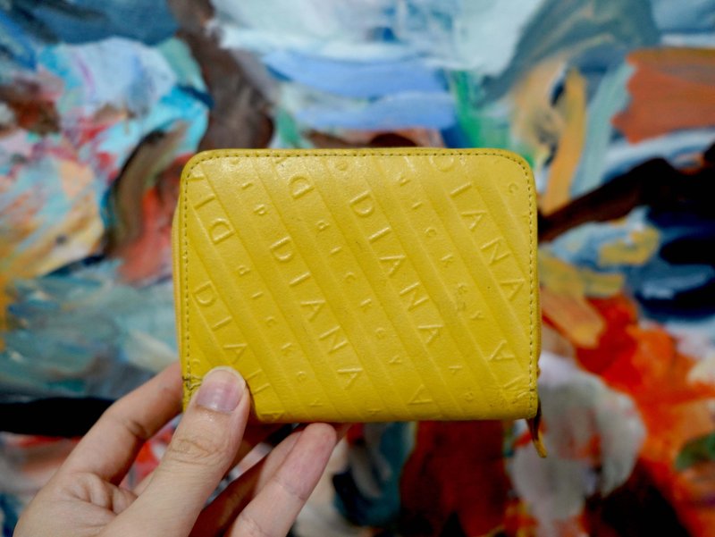 意大利中古Diana Dicky 芥末黄色LOGO钱包银包 高级名牌古着珠宝 - 皮夹/钱包 - 其他金属 黄色