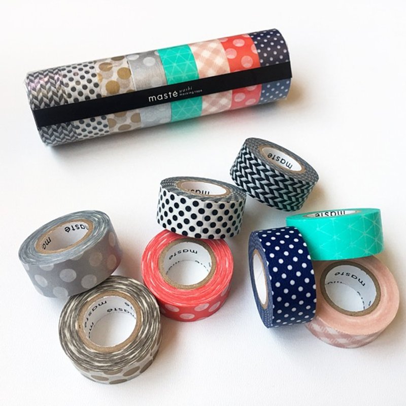 maste Masking Tape 和纸胶带8卷组【Pattern Mix (MST-MKT183-SET)】 - 纸胶带 - 纸 多色