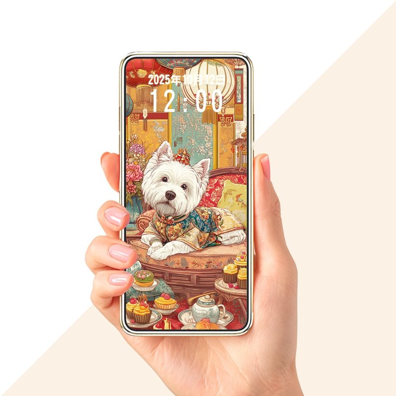 後宮珍梗傳系列之一西高地白梗角色插畫手機/平板桌布8張組 - 电脑手机桌布/贴图/App 图示 - 其他材质 