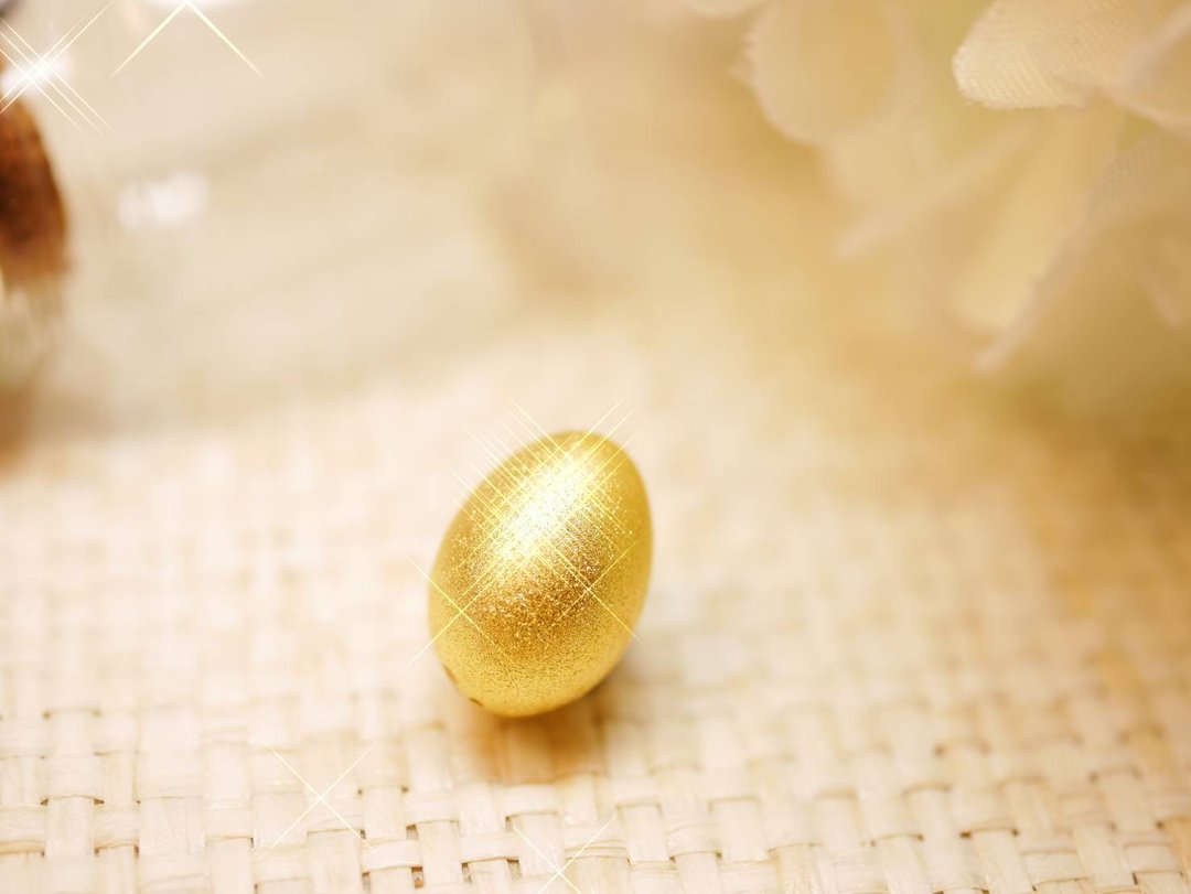 黄金9999-金鸡蛋摆件-单颗-存金-赠送收纳瓶 - 摆饰 - 24k 金 金色