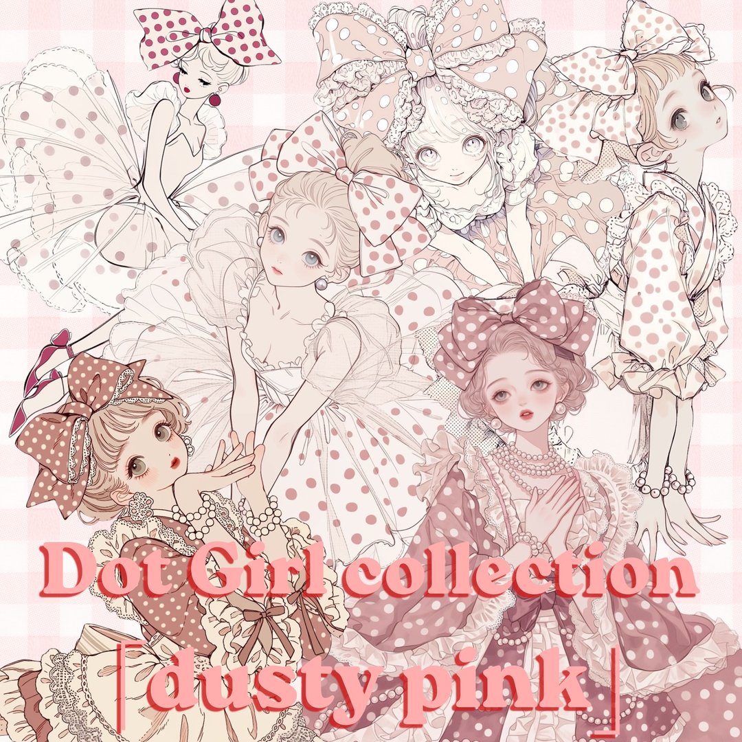 DOT GIRL COLLECTION・灰粉色 - 贴纸 - 纸 