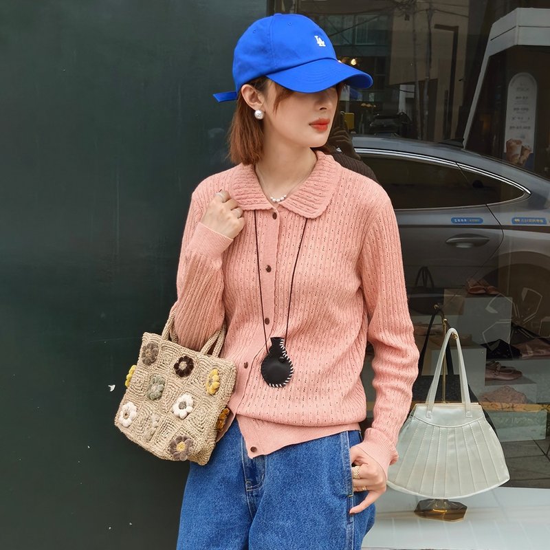 坑条挑孔肌理打底开衫|针织衫|两色|秋款|Sora-1909 - 女装针织衫/毛衣 - 羊毛 多色