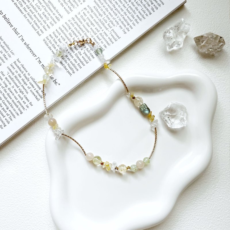 【丰盛加倍】拉长石貔貅水晶双圈手链/黄水晶/葡萄石 - 手链/手环 - 水晶 黄色