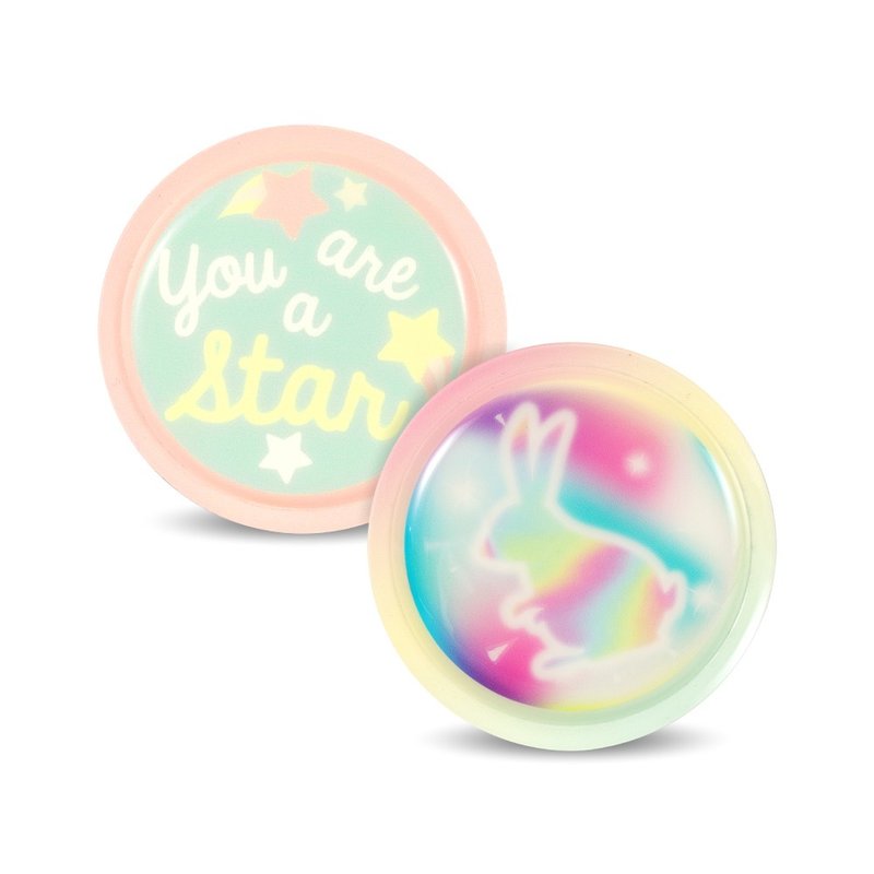 替换式魔鬼毡徽章 2入组 - 小兔乐园/桃色小兔 - 徽章/别针 - 塑料 多色