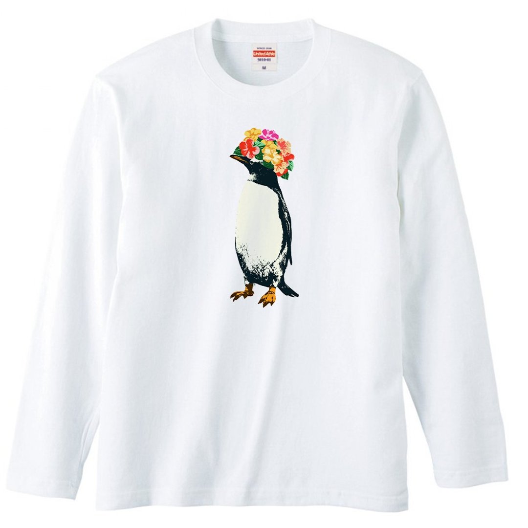 长袖T恤 / flower penguin - 男装上衣/T 恤 - 棉 白色
