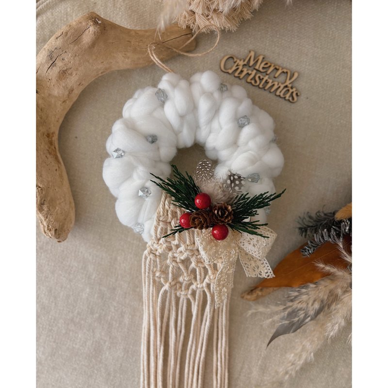 云朵圣诞花圈/圣诞礼物/交换礼物/居家布置 - 墙贴/壁贴 - 羊毛 