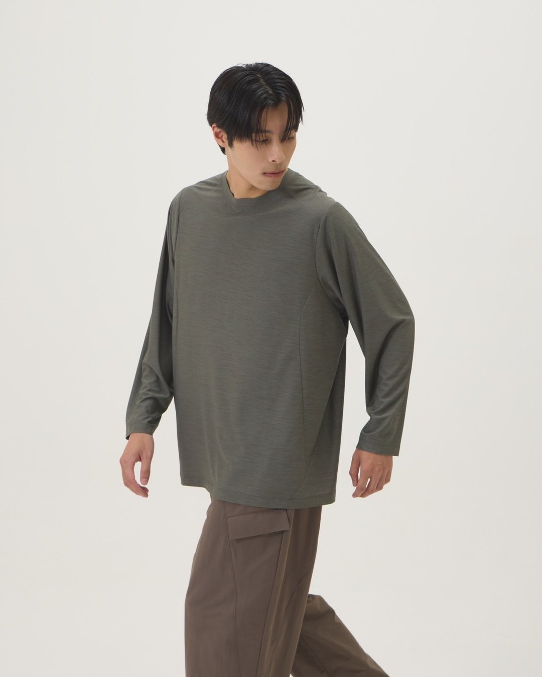 轻量干燥训练 Tshirt (灰绿) - 男装上衣/T 恤 - 聚酯纤维 绿色