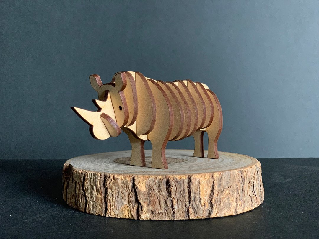 3D立体动物拼图 犀牛Rhinoceros - 木工/竹艺/纸艺 - 木头 咖啡色