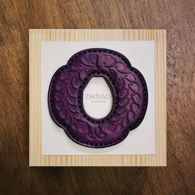 原创手工制作牛皮剑道木刀镡 隐秘之境 紫色 木刀锷 Tsuba - 运动配件 - 真皮 紫色