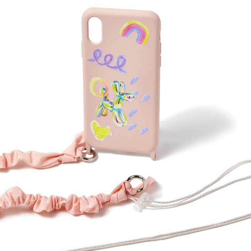 STRP 可拆式皱褶背带手机壳_粉色涂鸦款 - 手机壳/手机套 - 其他材质 