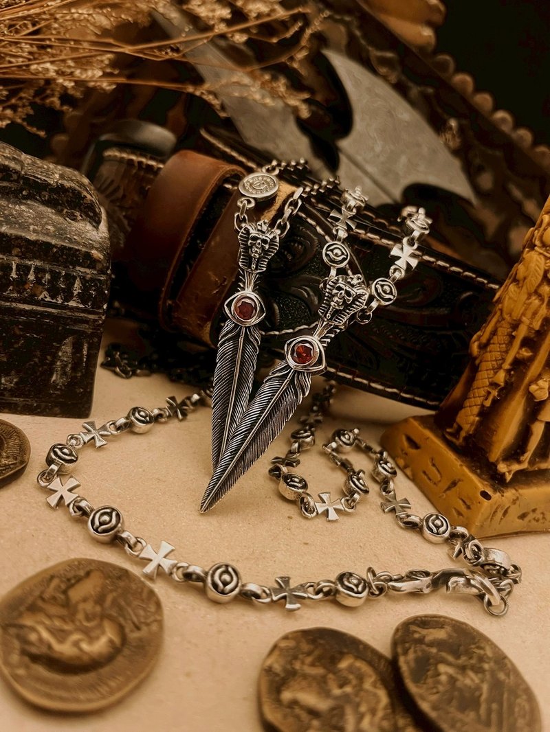 【埃及系列】王权-神授/银/石榴石/单坠 - 项链 - 纯银 银色