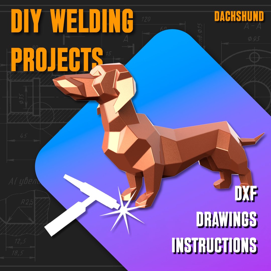 焊接项目计划图腊肠犬（DXF、PDF） - 图文模板设计 - 其他材质 