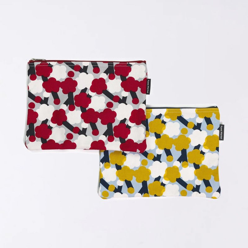 京都 平面手提包 手染布料 日本制造 帆布 100% 棉 小巧 和风杂货 - 化妆包/杂物包 - 棉．麻 红色