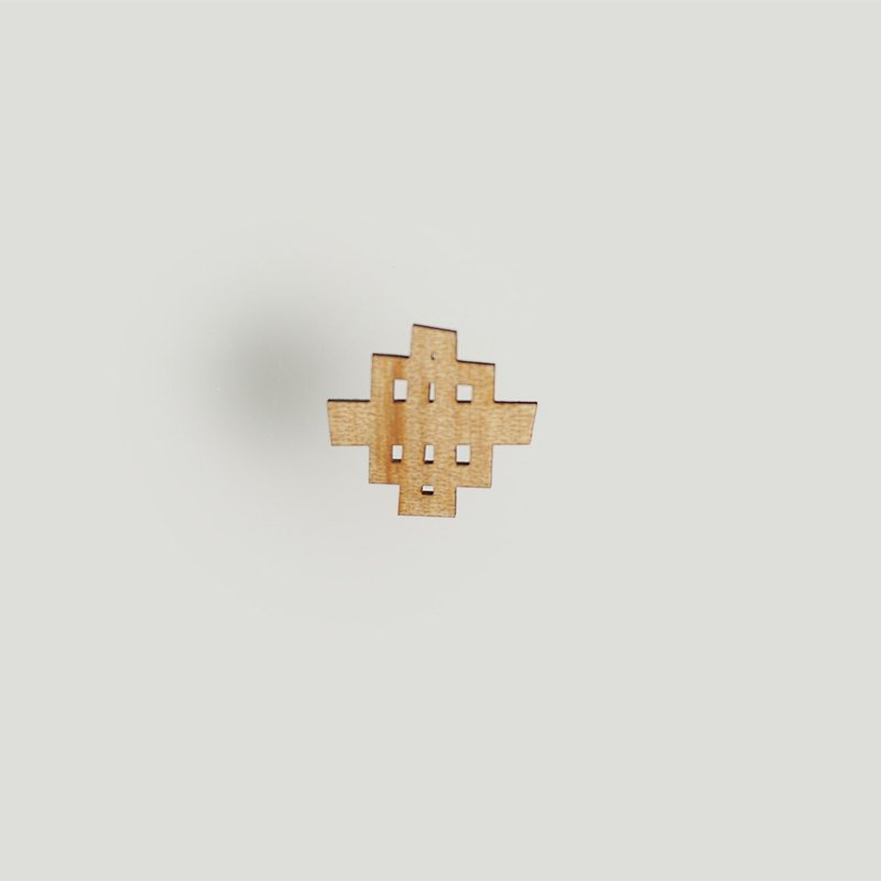 brooch waffle M / ワッフルブローチ Mサイズ - 胸针 - 木头 