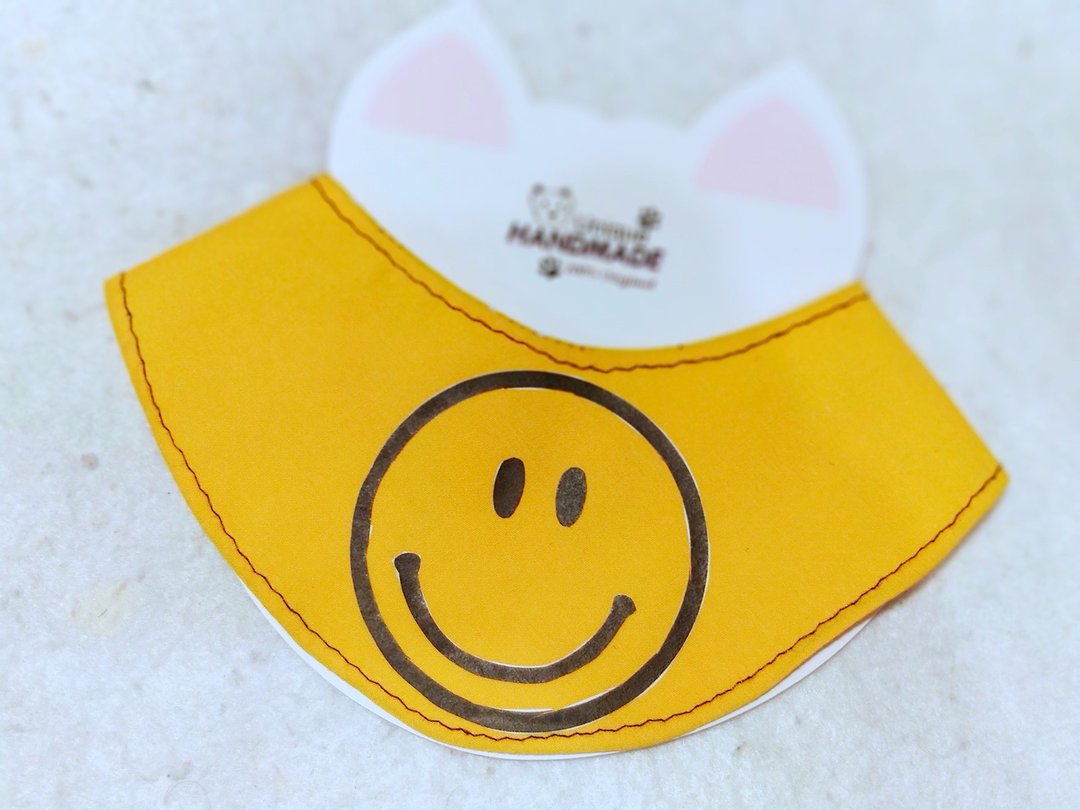 卡通 哈哈笑 笑脸  smiley face 造型颈饰 宠物 猫犬 狗狗 颈项 - 衣/帽 - 棉 黄色