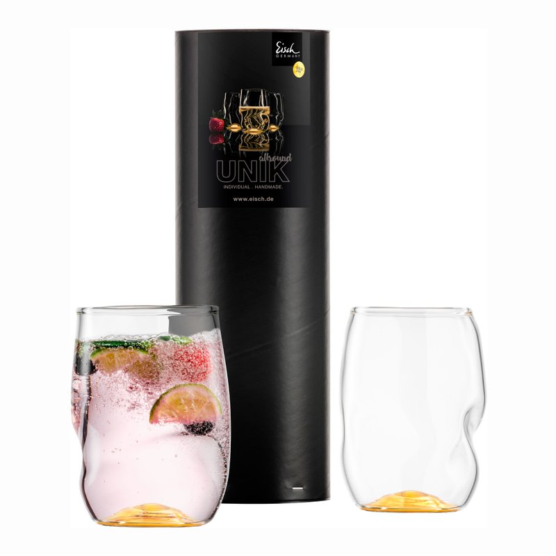 【Eisch】德国UNIK 手工金色曲型杯 24K金 - 酒杯/酒器 - 玻璃 