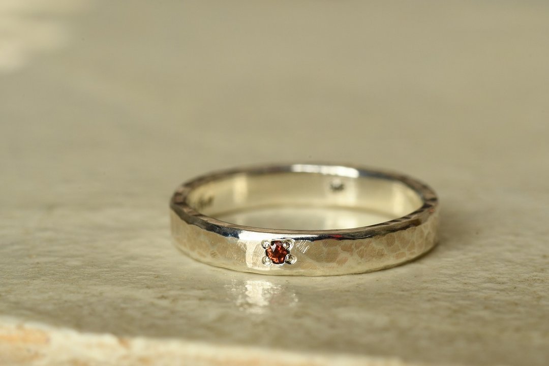 A story of glittering light orange sapphire - 戒指 - 其他金属 银色