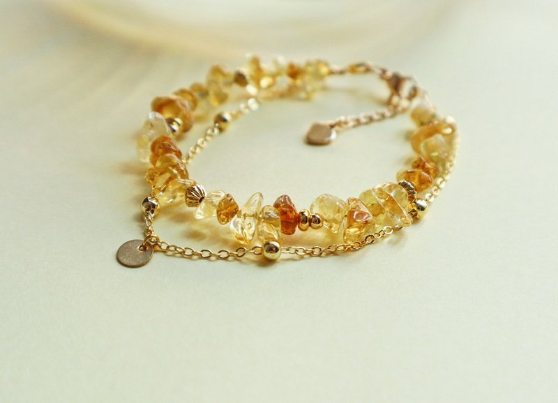 【生日石系列 V|十一月】|黄水晶碎石| 金钱运|财运|自信|平稳 - 手链/手环 - 水晶 黄色