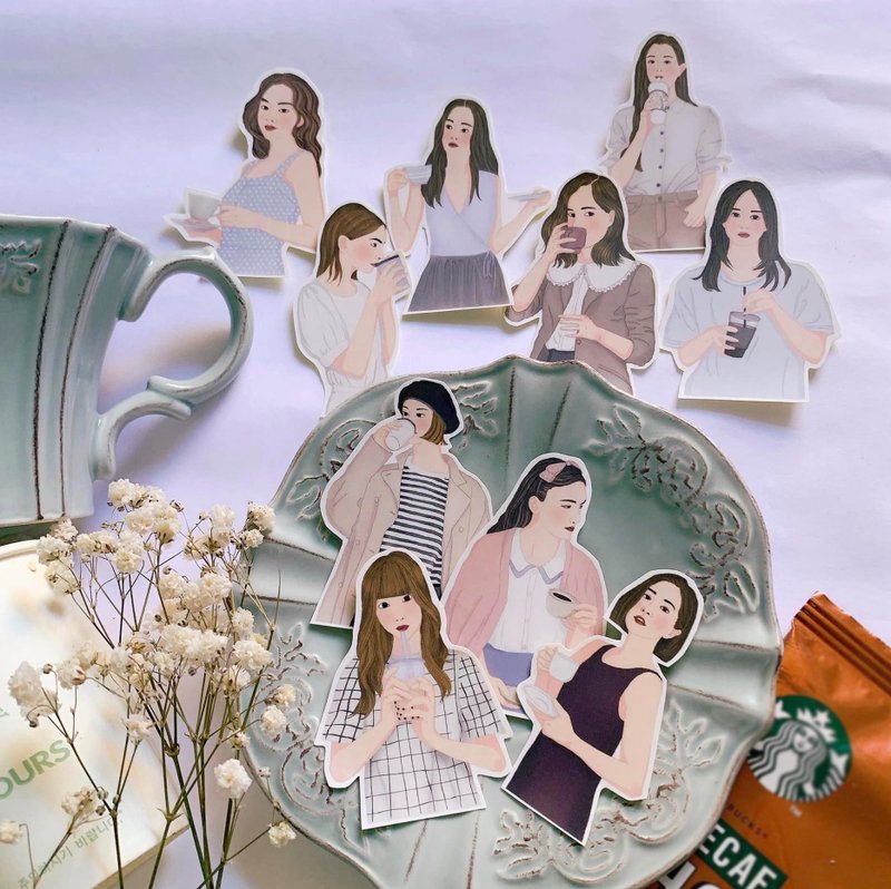 咖啡时光  女孩贴纸组 - 贴纸 - 纸 
