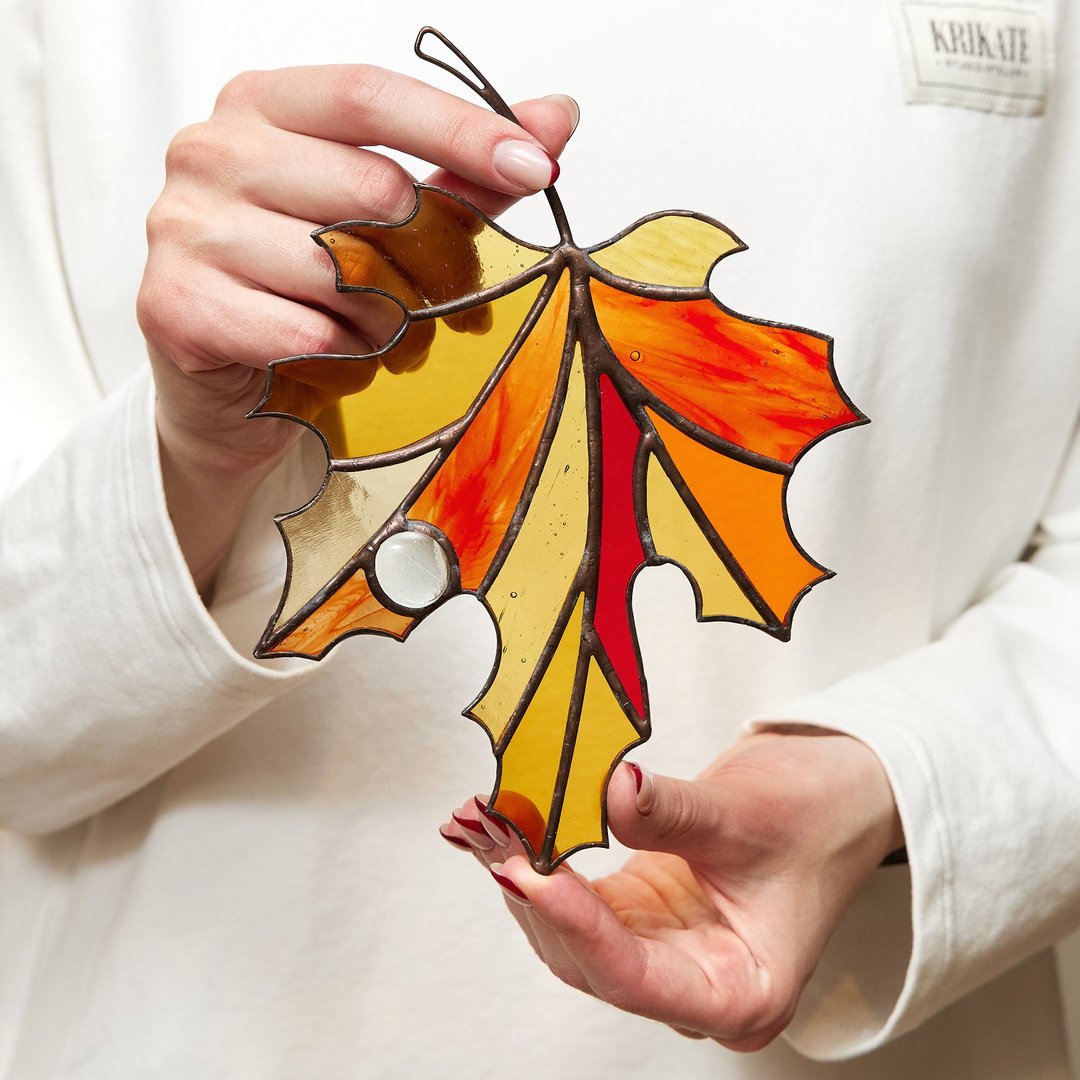 Maple Leaf Stained Glass Suncatcher - 其他 - 玻璃 