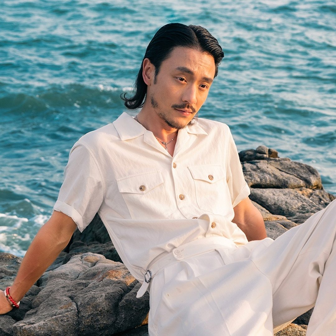 SOARIN美式复古冰丝古巴领工装衬衫(252TC397) - 男装衬衫 - 棉 白色