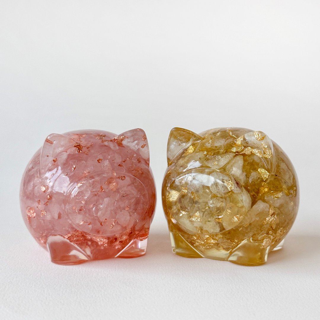 水晶 发财猪 L 号 | 母亲节礼物 招财摆饰 | 黄水晶 粉水晶 黑曜石 - 摆饰 - 水晶 多色