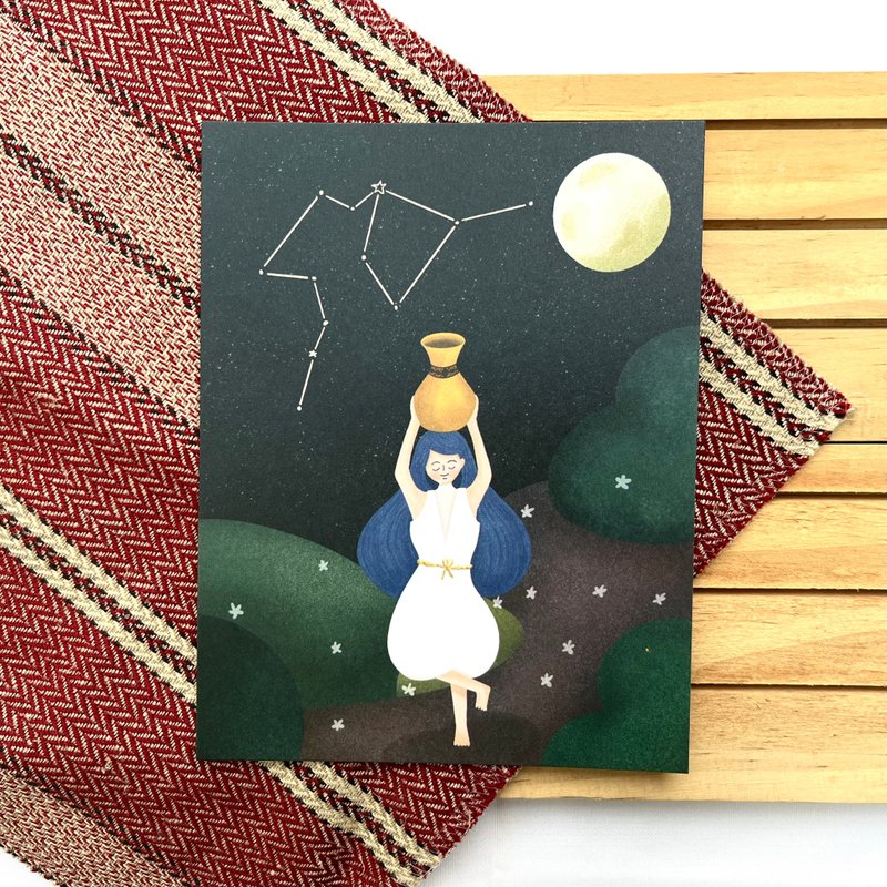 女孩与星座—水瓶座 - 卡片/明信片 - 纸 白色