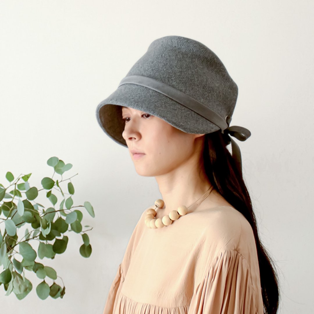 Wool Melton Hat [Gray] Ladies - 帽子 - 羊毛 灰色