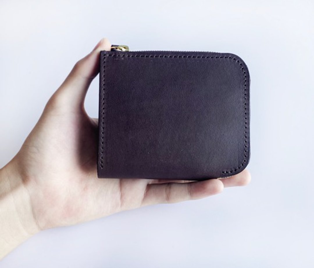 Chic Brown half wallet (using Italian leather maine) Selectable zipper color ☆ Compact wallet - 皮夹/钱包 - 真皮 