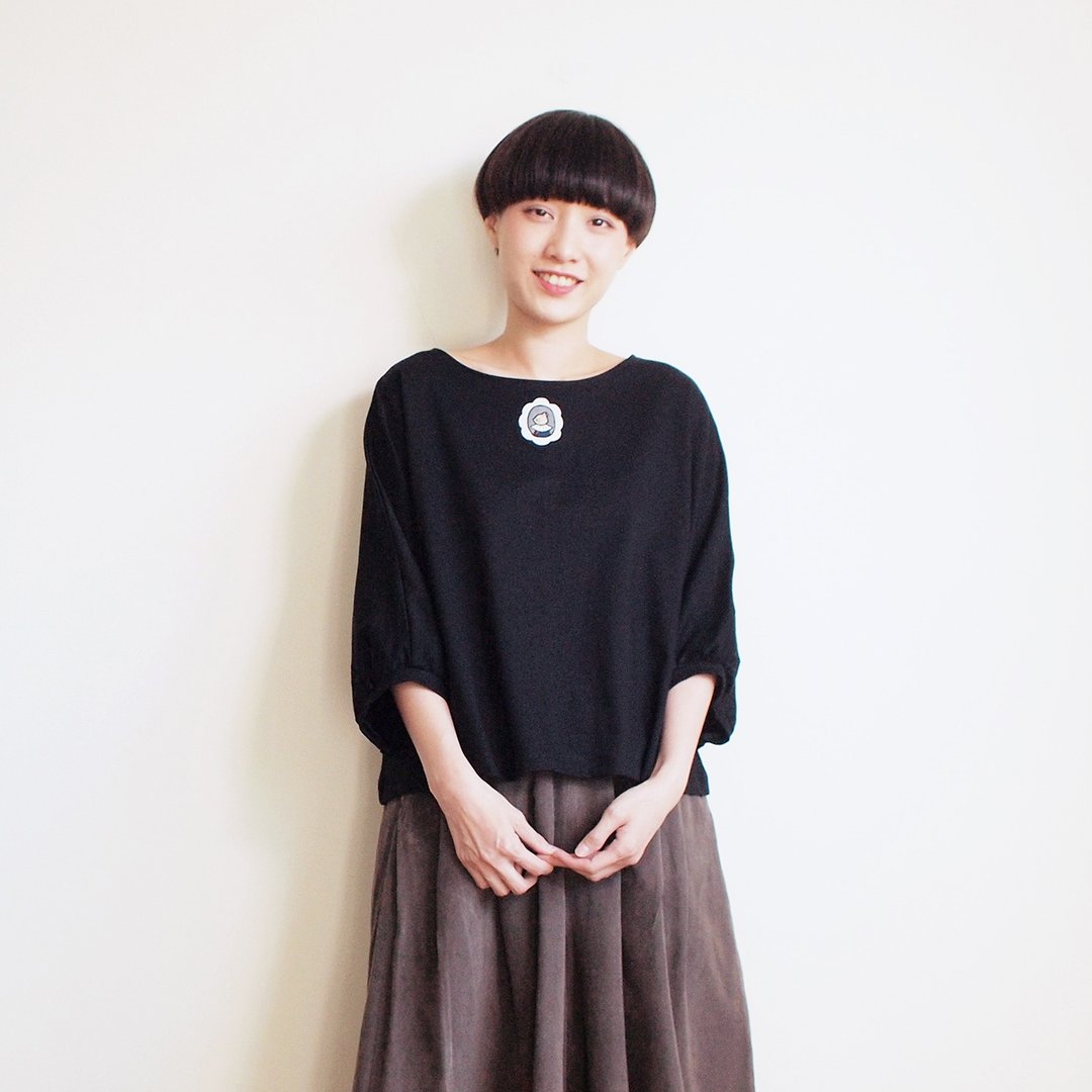 marquis cat blouse : black - 女装上衣 - 棉 黑色