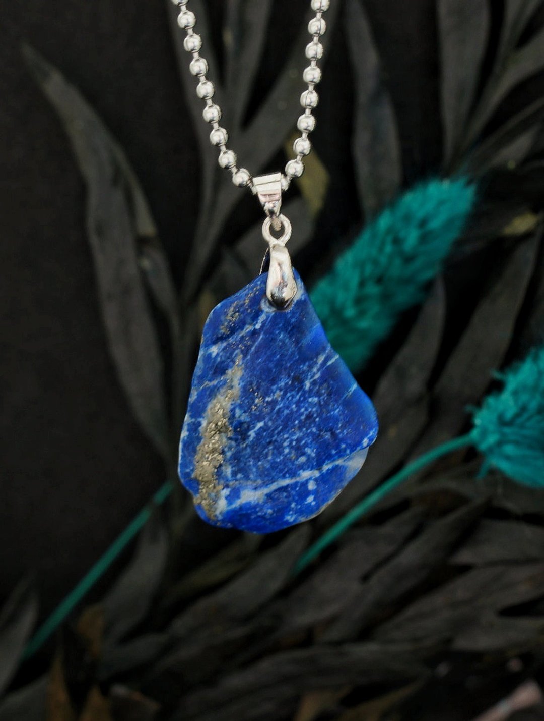 不锈钢青金原石颈链-01 ( Raw Lapis Necklace No.1 ) - 项链 - 半宝石 
