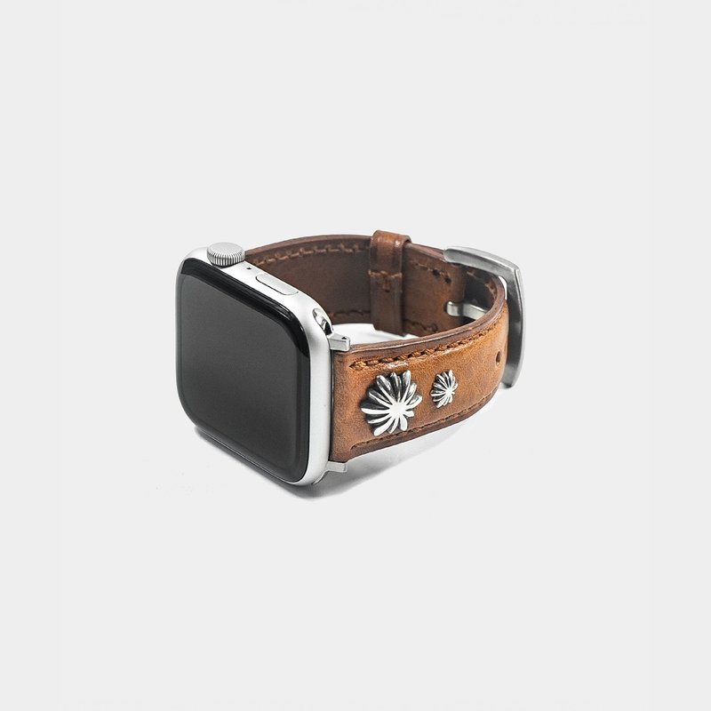4-Heli Concho Apple Watch Strap(Brown)_Brown Stitch - 表带 - 真皮 黑色