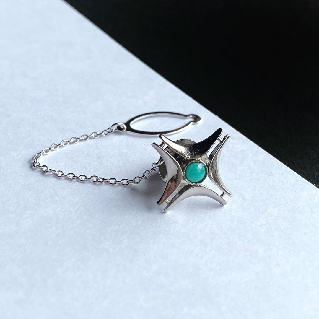 Southern Cross [Jade Jede] Cloisonne Tie Tack Lapel Pin Pure Silver Cloisonne - 领带/领带夹 - 其他材质 绿色