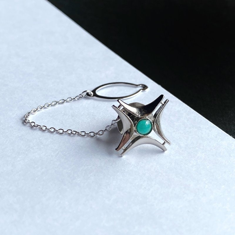 Southern Cross [Jade Jede] Cloisonne Tie Tack Lapel Pin Pure Silver Cloisonne - 领带/领带夹 - 其他材质 绿色