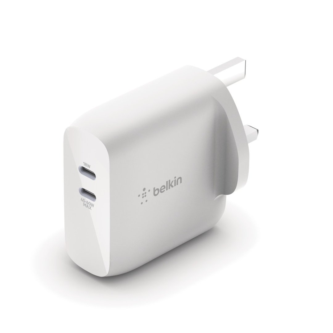 BOOST CHARGE 双 USB-C PD GaN 家用充电器 - 63W(三脚插头英标) - 数码小物 - 其他材质 白色
