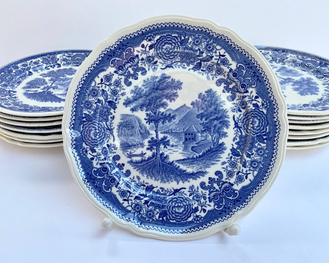 甜点盘 Villeroy & Boch 蓝色 Burgenland 复古 1970 - 盘子/餐盘/盘架 - 瓷 蓝色