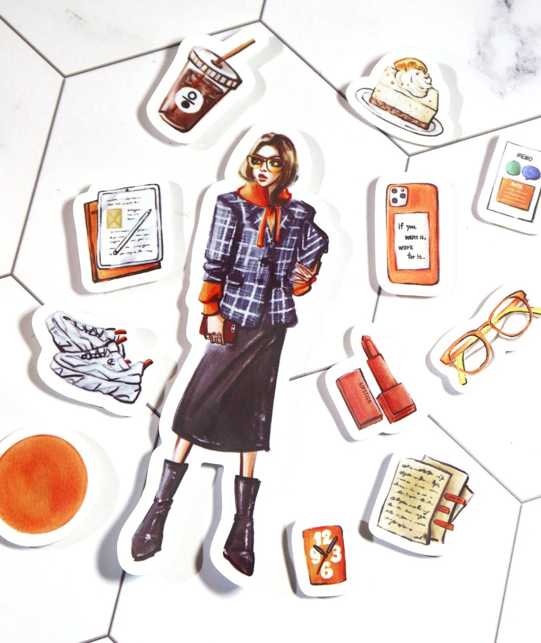 【Working Day】工作日 | 手帐贴纸 | Stickers - 贴纸 - 纸 粉红色