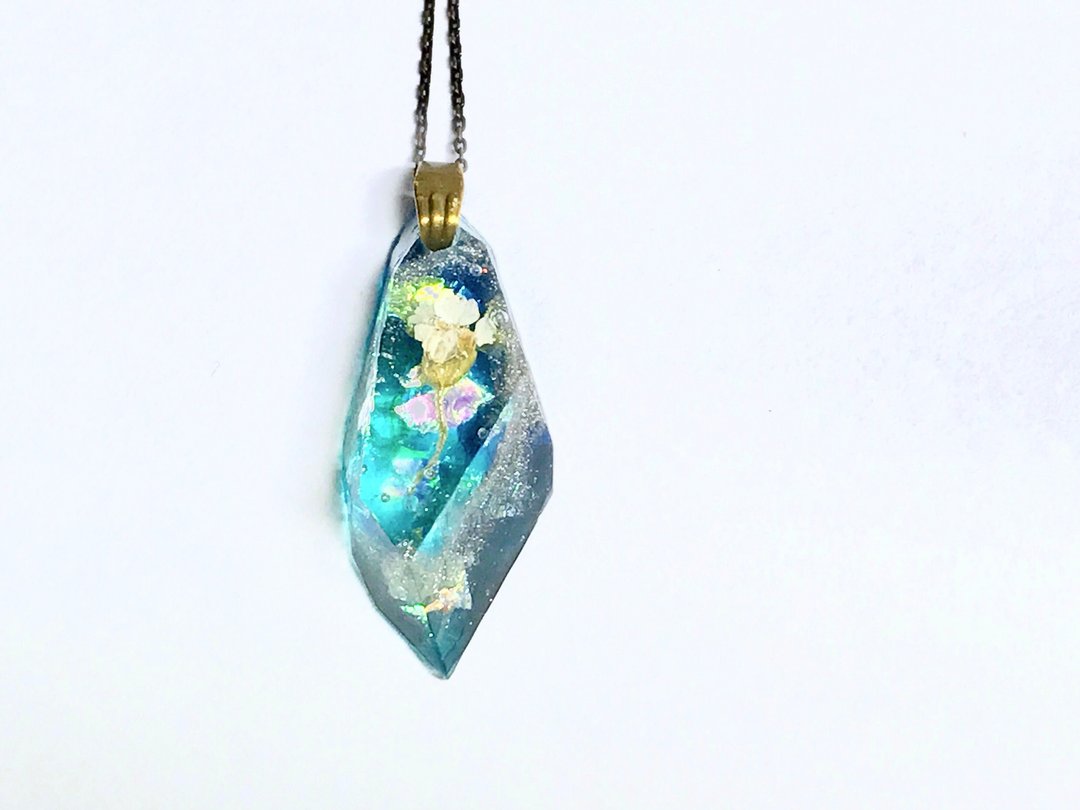 Flower lover specimen necklace sleeping in the deep sea [Memory] - 项链 - 树脂 蓝色