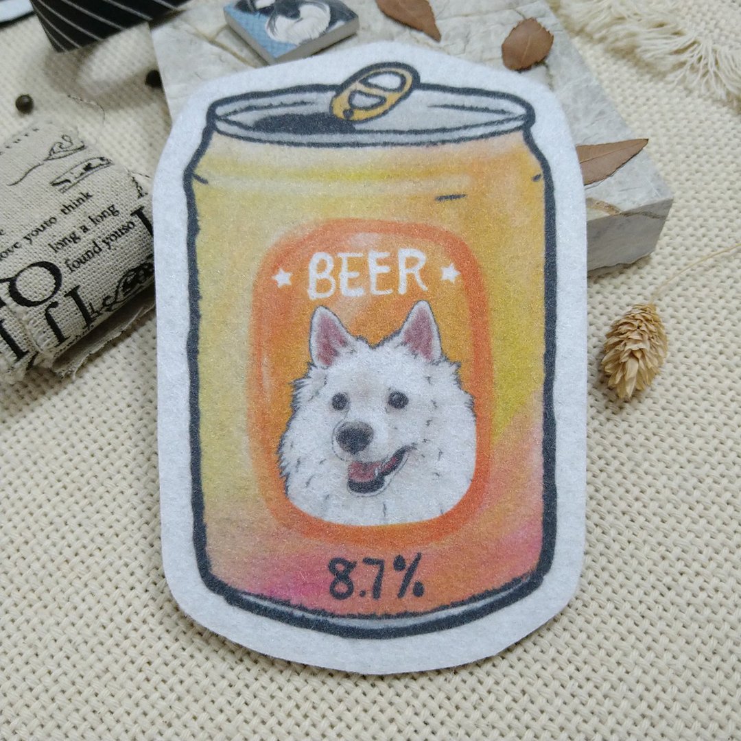 狐狸犬-啤酒-不织布杯垫-吸水杯垫 - 杯垫 - 聚酯纤维 